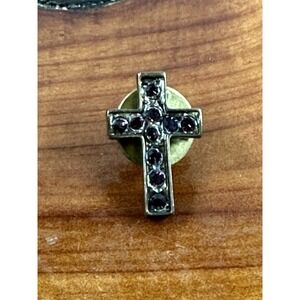 Vintage‎ Gemstone Holy Cross Pendant Religious Hospital Lapel pin